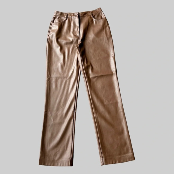 Oak + Fort VEGAN LEATHER PANT Slim Fit Pants - Picture 2 of 13